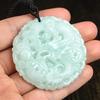 A-Grade Natural Jadeite Pixiu Pendant with Guanyin, Buddha, and Dragon Designs - Myanmar Bean Color Jade