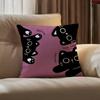 Cute Cartoon Little Black Cat Pillow Case Anti-dustmite Pillowcase Invisible Zipper Silky Short Plush Sofa Cushion Cover