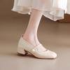 2025 Spring and Autumn New Single Shoes Women's Flat Shoes French Word Belt Mary Jane Shoes Late Evening Breeze with Skirt Small Leather Shoes