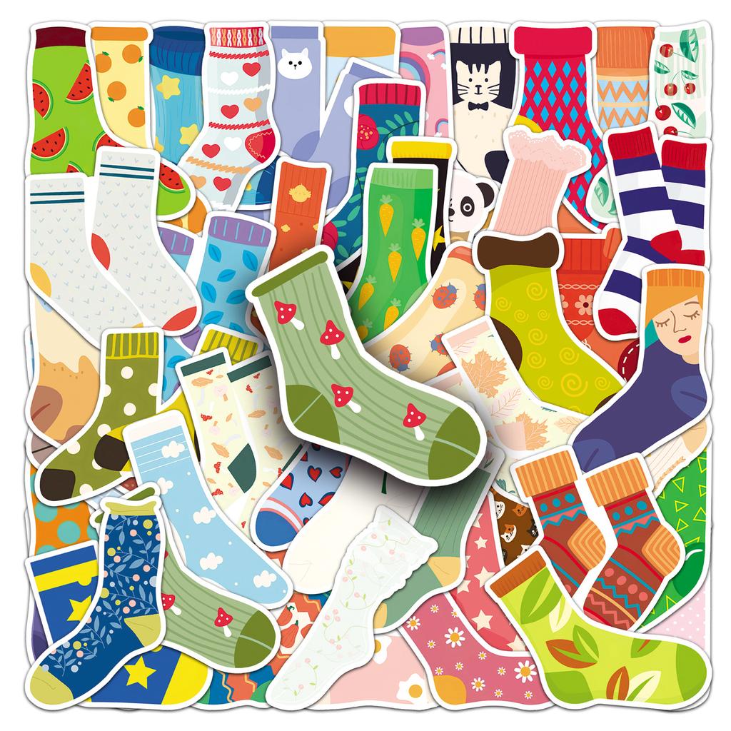 50 Socks Graffiti Stickers Personalized Cartoon Winter Small Fresh Decorative Mobile Phone Case Water Cup Refrigerator Stickers