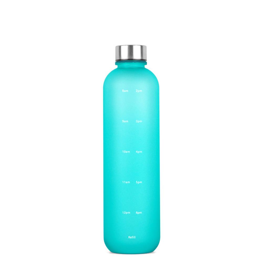 1000 ml Weltraumbecher mit Zeitmarkierung, tragbare Outdoor-Sportflasche, mattierte Farbverlauf-Tasse