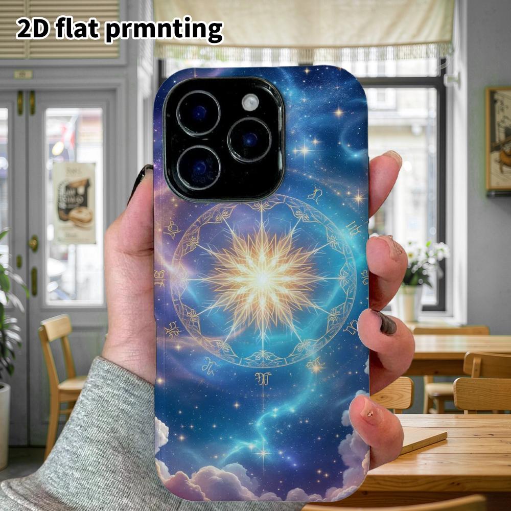 Phone Case: 2D flat design suitable for iPhone 18, 17, 16, 15, 14, 13 Pro film protective case, couple style, magic starry sky, Christmas and Hallowee