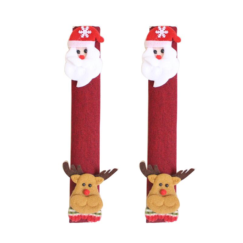 2Pcs Christmas Refrigerator Handle Cover Santa Claus Microwave Oven Door Handle Anti-Slip Protective Cover Decoration
