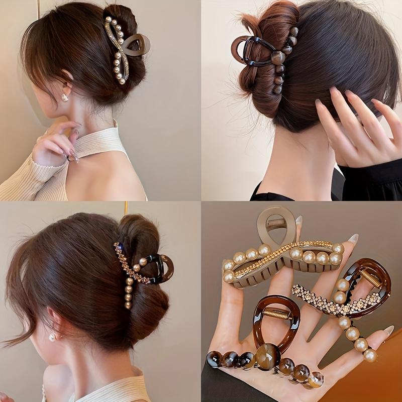 3 Elegant Pearl Medium Claw Clips for Women New Style for 2025 Temperament Hair Clip Shark Clip Light Luxury Headwear Very Suitable for Gifts