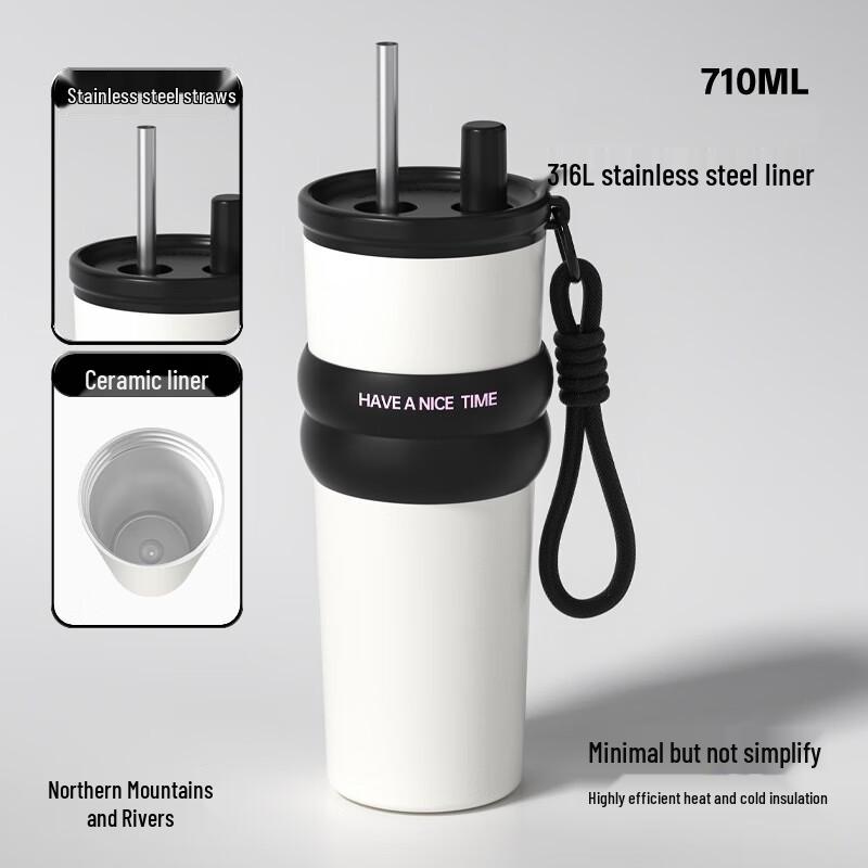 BEANBEANLOVE Insulated Stainless Steel Coffee Mug with Ceramic Liner