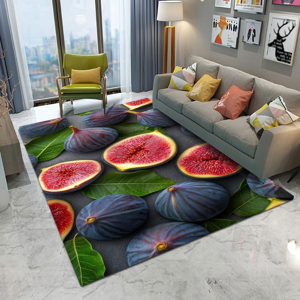 Kiwi Slice Fruit Area Rug Water Drop Green Pattern Washable Floor Mat Fresh Tropical Fruit Carpet For Bedroom Space Decor