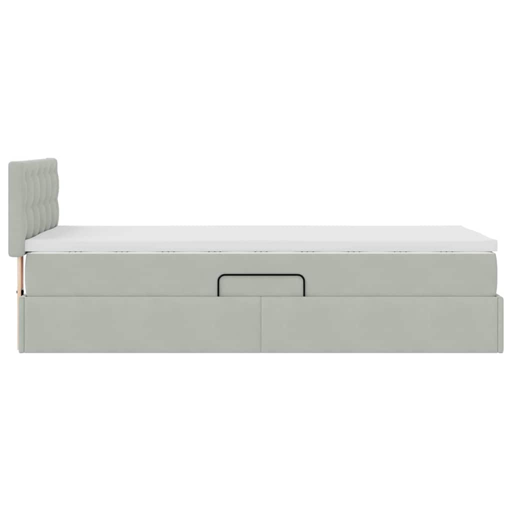 Storage Bed with Mattress Light Grey 100 x 200 cm Velvet