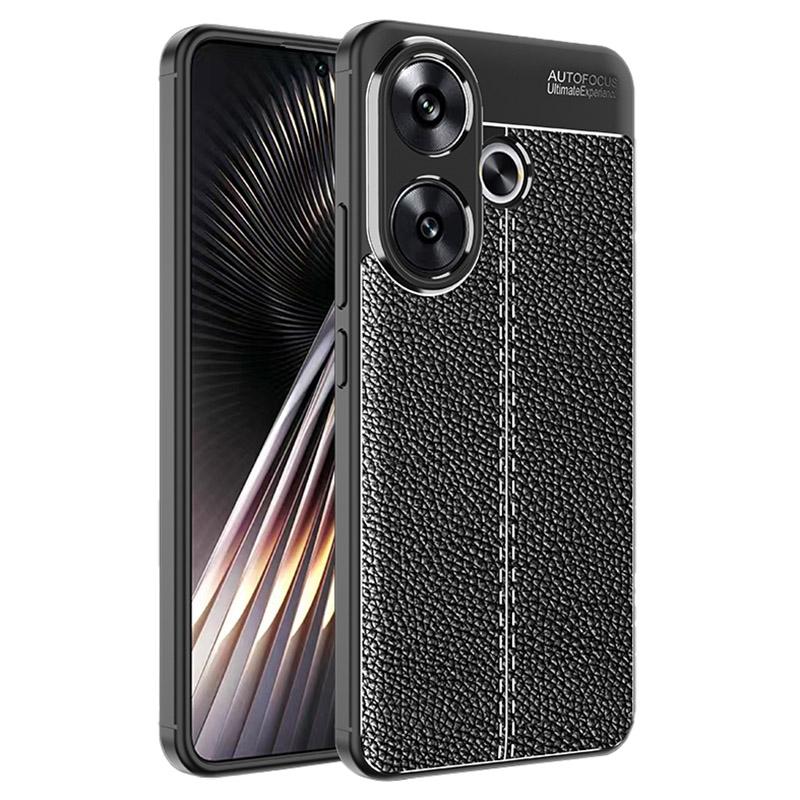 

For Xiaomi Redmi Turbo 3 5G/Poco F6 5G Cell Phone Cases Non-Slip Grip Litchi Texture TPU Shell Black