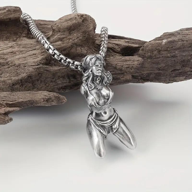 European and American Pappas Muse Empty Mountain Base Beautiful Woman Mechanical Ji Couple Necklace, Exaggerated Old Alloy Pendant