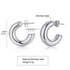 Hollow Tube Hoop Earring for Women, Stainless Steel Medium Bold Tarnish Free Minimalist 2025 Brincos