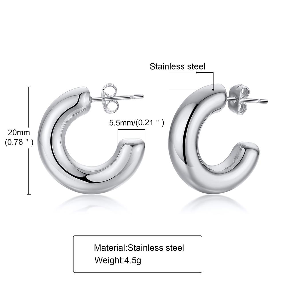 Hollow Tube Hoop Earring for Women, Stainless Steel Medium Bold Tarnish Free Minimalist 2022 Brincos