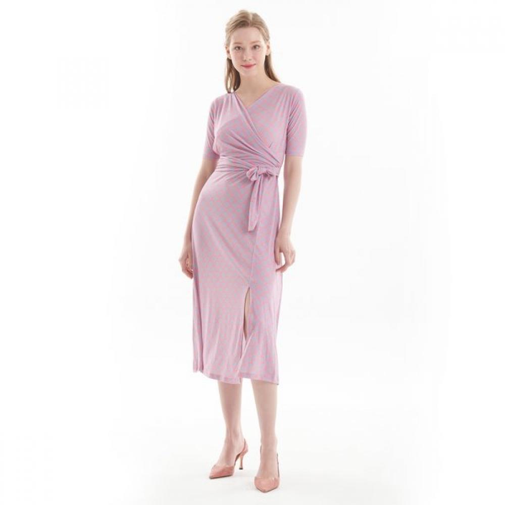 Lipbbam Creora Easy Corinne Artwork Pattern Wrap Dress Ldm54hp01