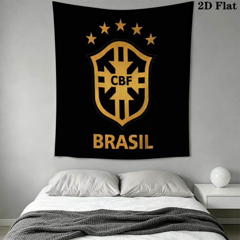Brazilian Football Wall Tapestry Aesthetic Wall Hanging Printed Fabric Blanket Decorative Tapestries for Bedroom Living Room Home Decor