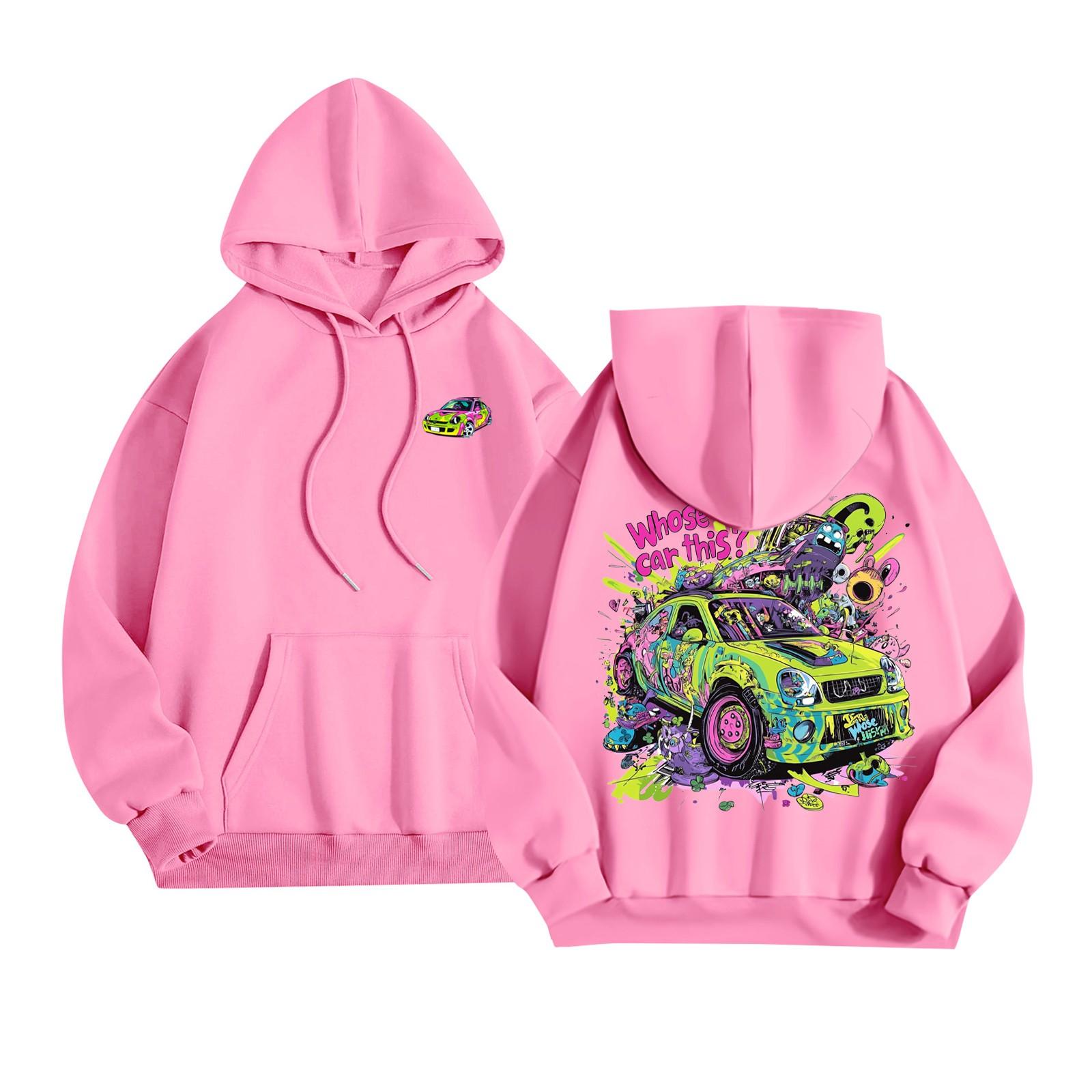 

Жіночий модний легкий пуловер з довгим рукавом і кишенями XXL рожевий