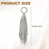 uxcell 8.3" Leather Tassel Keychain with Round Ring, Wallet Decoration, Car Key Ring, Purse Accessory, Bag Decoration, Handbag Buckle, Gray
