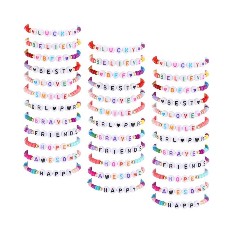 JYL TS Bracelet Glowing Letter Elastic  Colorful Beads Illuminates Joy Path