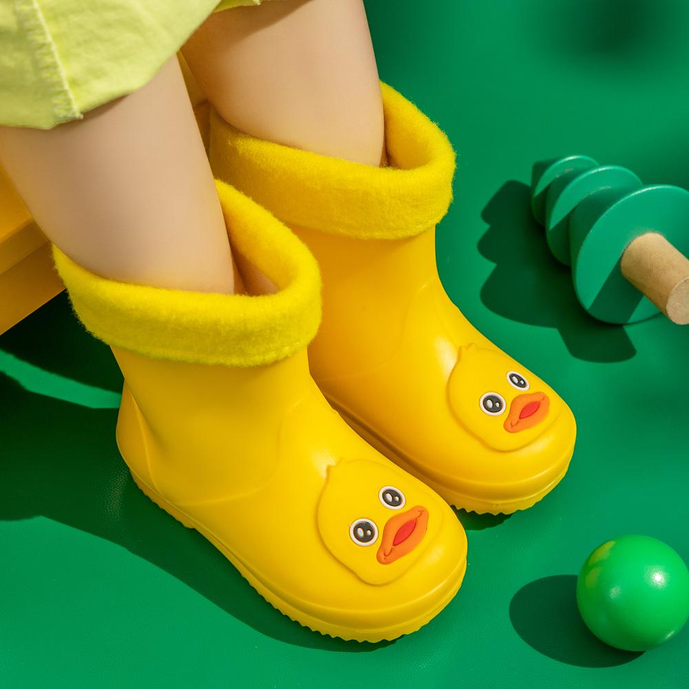 Children's Waterproof Cartoon Duck Rain Boots for Toddlers, Non-Slip, Ages 1-7.