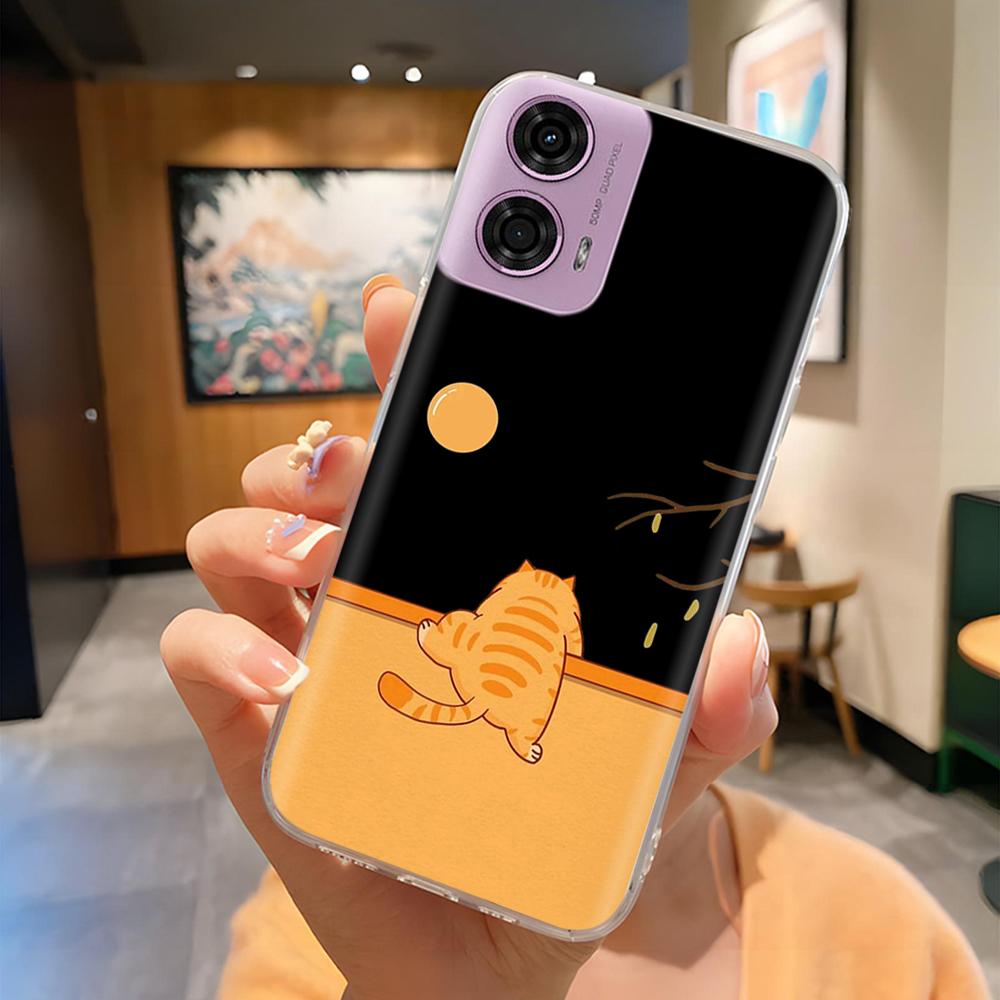 For Moto G24 Phone Case Lovely Panda Patterns Soft TPU Clear Silicone Bumper For Motorola G04 MotoG24 Cover Fundas For Moto E14