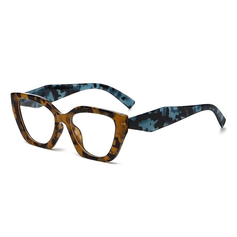 Women's Retro Leopard Print Presbyopia Glasses with Floral Eyeglass Frames - Fashionable Large Frames for Middle-Aged & Elderly.
