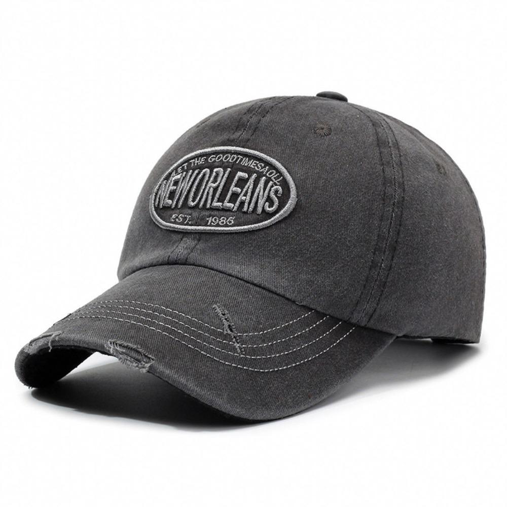 Letter NEWORLEANS Distressed Faded Cap Broken Hole Sunscreen Hats  For Man Women Outdoor Sports