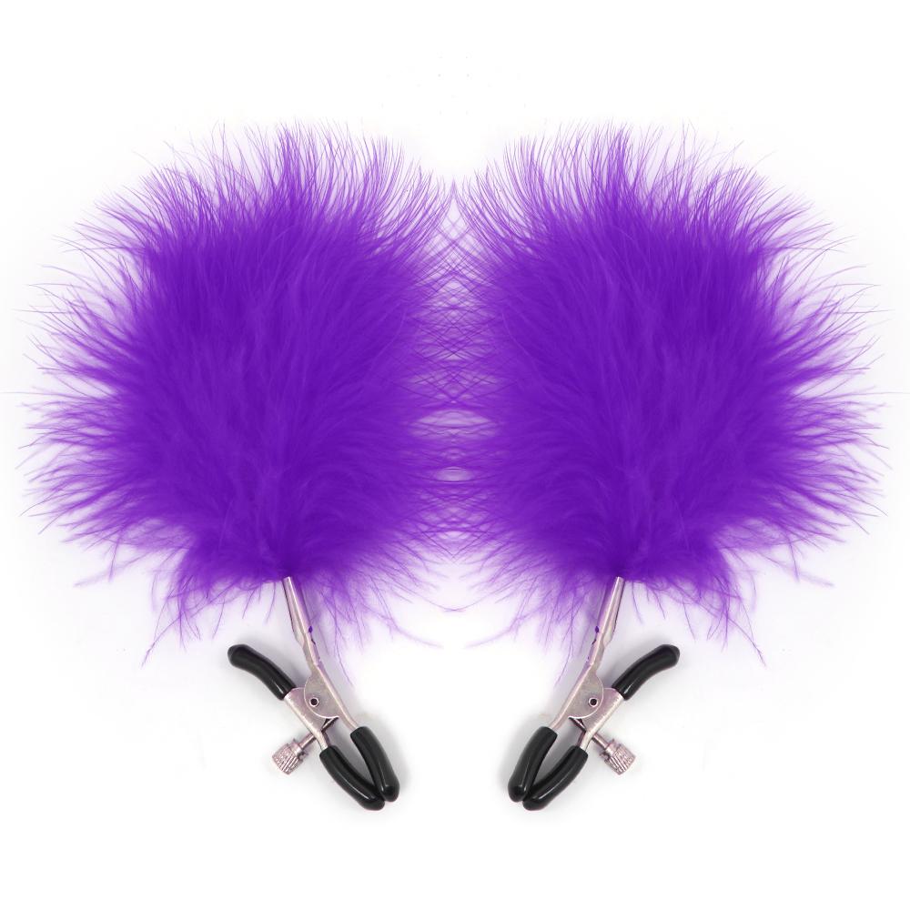 SM Sexy Colorful Feather Nipple Clamps Stainless Steel Metal Massage Breast Labia Clitoris Clips