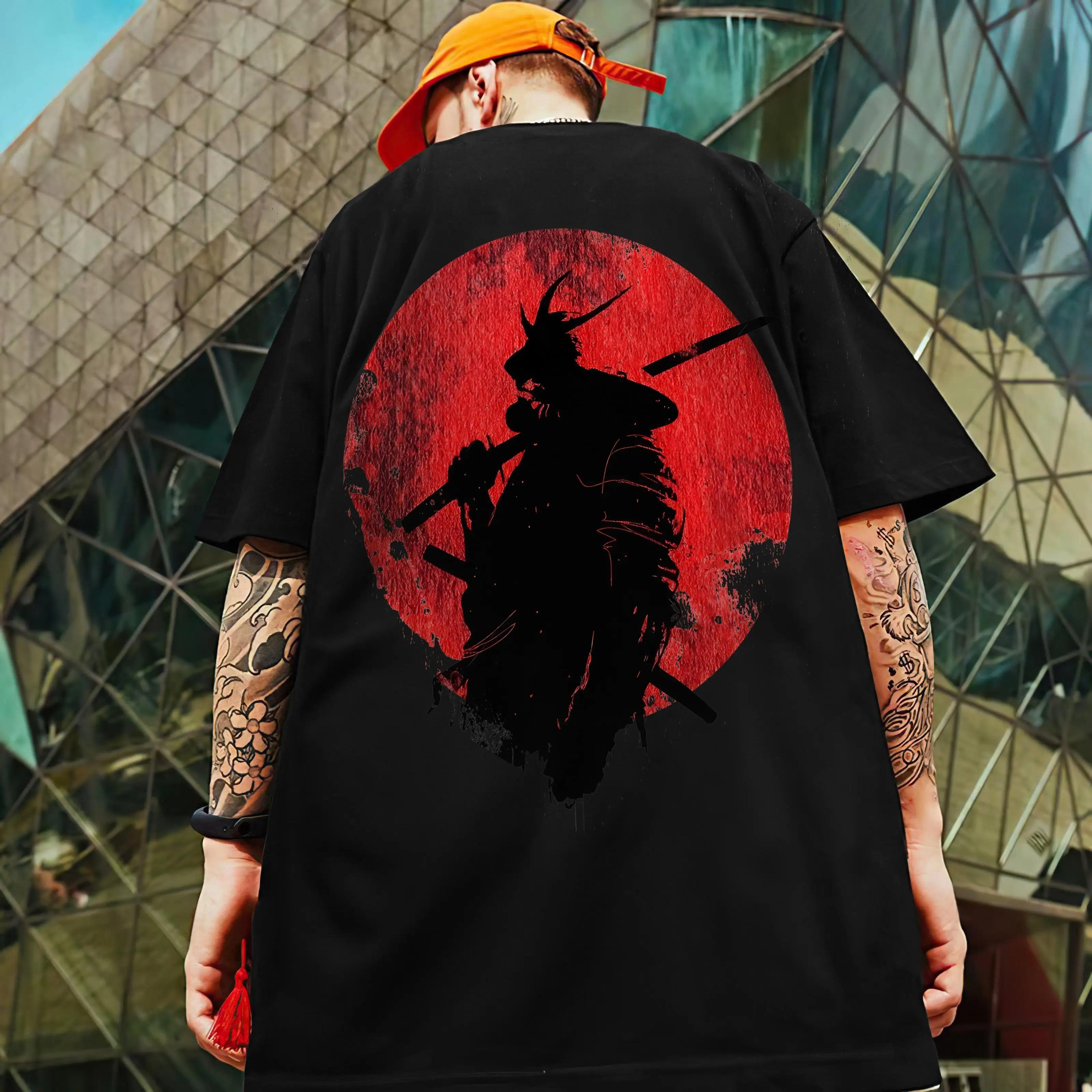 Samurai Cotton TShirt Cool Streetwear Graphic Tee Men Hipster Casual Fashion Vintage Style - Men s Summer Cotton Graphic Tee S разноцветный