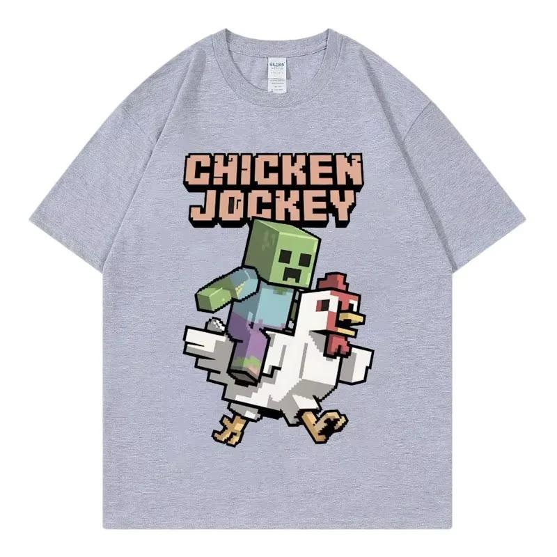 

Забавная мультяшная футболка Куриный жокей Модная винтажная футболка с коротким рукавом Летняя футболка высокого качества Унисекс уличная одежда 4XL