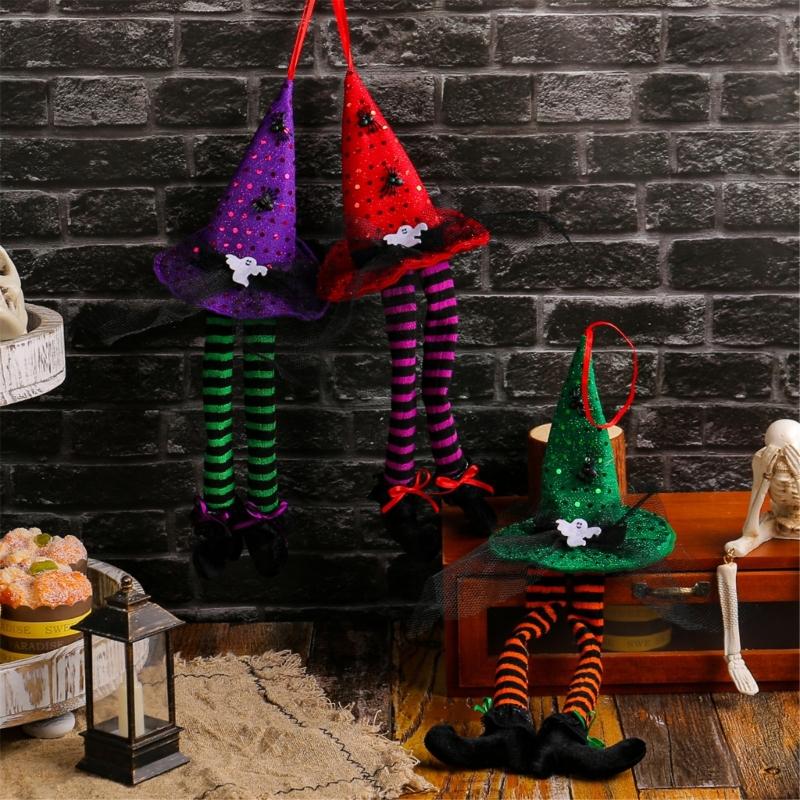 Set Of 5 Colorful Witch Hat Party Decorations Halloween Hanging Pendants Easy to Install Window Ornament for Home