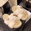 Thick-bottomed Non-slip Cotton Slippers Are Worn Outside, Autumn and Winter New Retro Cute Furry One-word Birkenstock Hair Drag