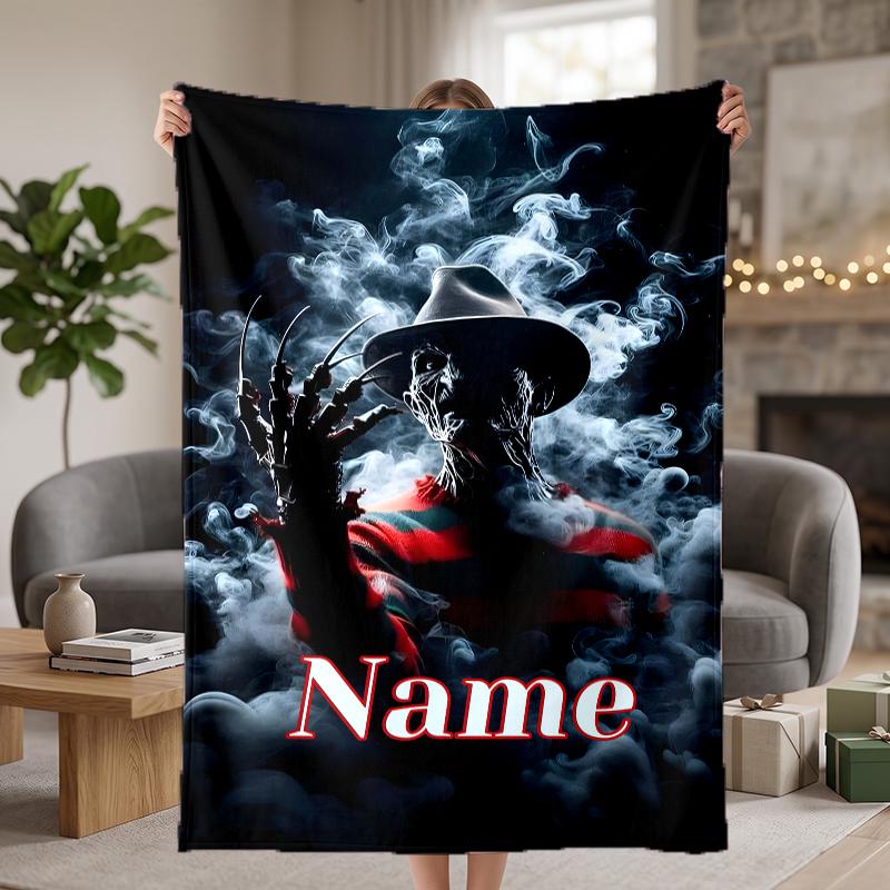 Freddy Krueger Custom Flannel Blankets Soft Warm Cozy Throws for Home Decor Holiday Gifts