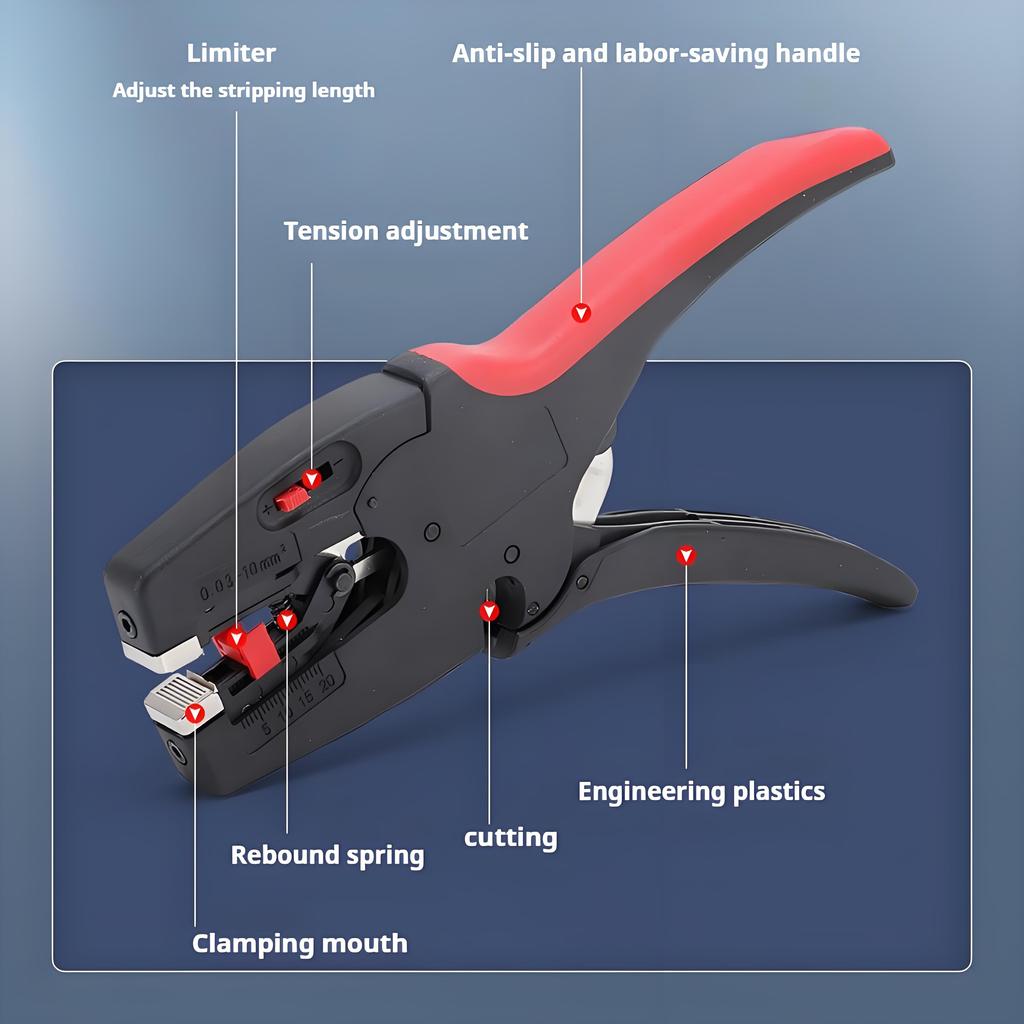 2-in-1 Automatic Wire Stripper & Cutter - Steel Tool for 0.03-10mm² (AWG 22-10) Electrical Wiring (Durable, Easy to Use)