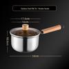 Utoo Stainless Steel Milk/Saucepan with Wooden Handle and Glass Lid