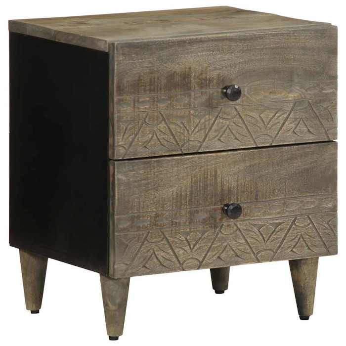 VidaXL Tables chevet 2 pcs gris clair 40x33x46 cm bois manguier solide, armoire de lit, meuble de chambre à coucher, table 4017791
