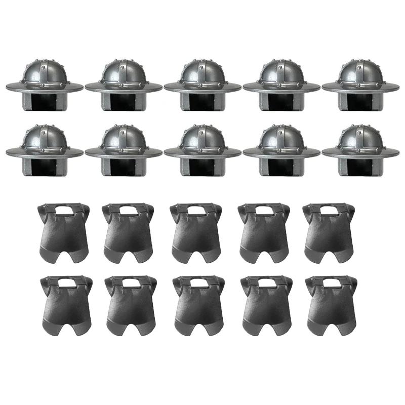 MOC Medieval Military Building Blocks Weapon Figure Accessories Shoulder Armour Helmet Bow Cape Hat Sword Brick Toy Gift X038