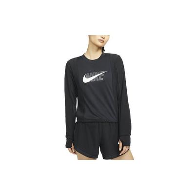 Logo Print American Vintage Thumb Buckle Sports Running Long Sleeve T-Shirt Women T-Shirt Black DD6943-010