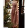 Women Casual Plaid Cinched Waist Spaghetti Strap Long Maxi Dress For Daily Vacation