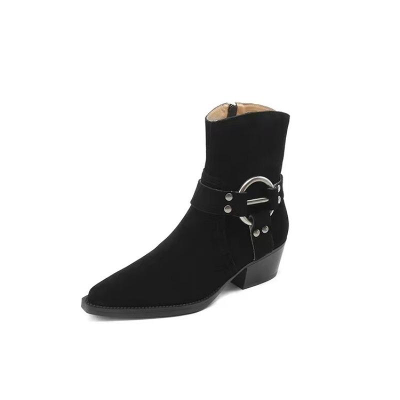 Shoes for Women 2024 New Faux Suede Women's Ankle Boots Classic Pointy Toe Western Boots Plus Size 35-42 Winter Platform Boots