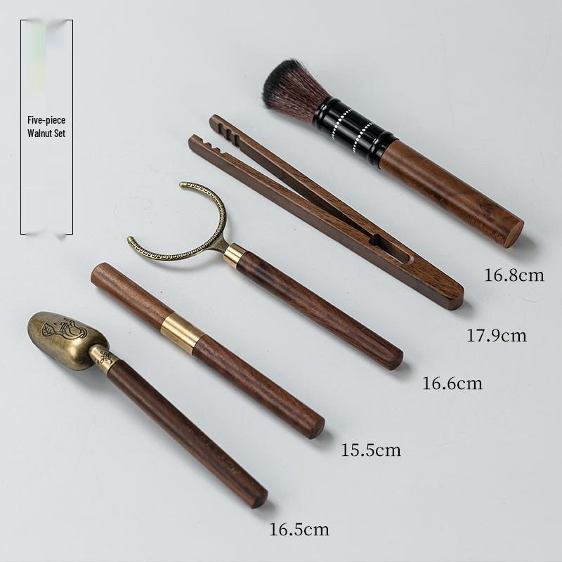Ebony Gentlemen's 5-Piece Tea Ceremony Set: Copper Tea Tongs, Spoon, Scoop, Needle, Pick - Kung Fu Tea Accessories