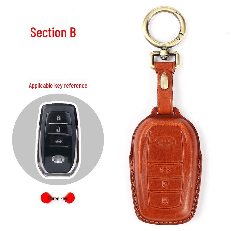 Genuine Leather Key Case for Toyota: Camry, Corolla, Highlander, RAV4, CHR, and Levin.