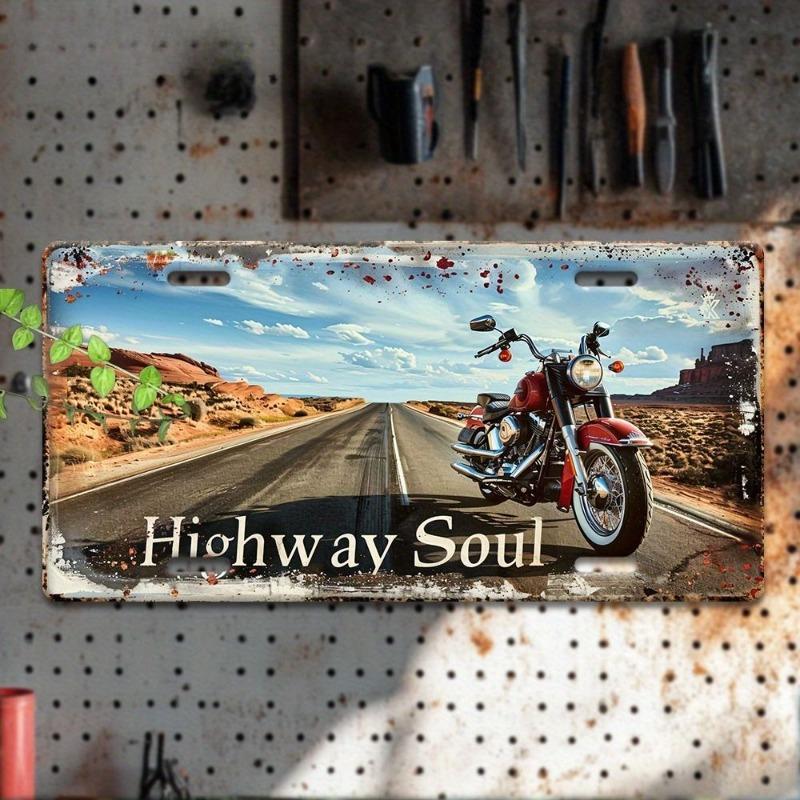 Motorcycle Souvenir License Plate, Metal Auto Wall Decor 15x30cm