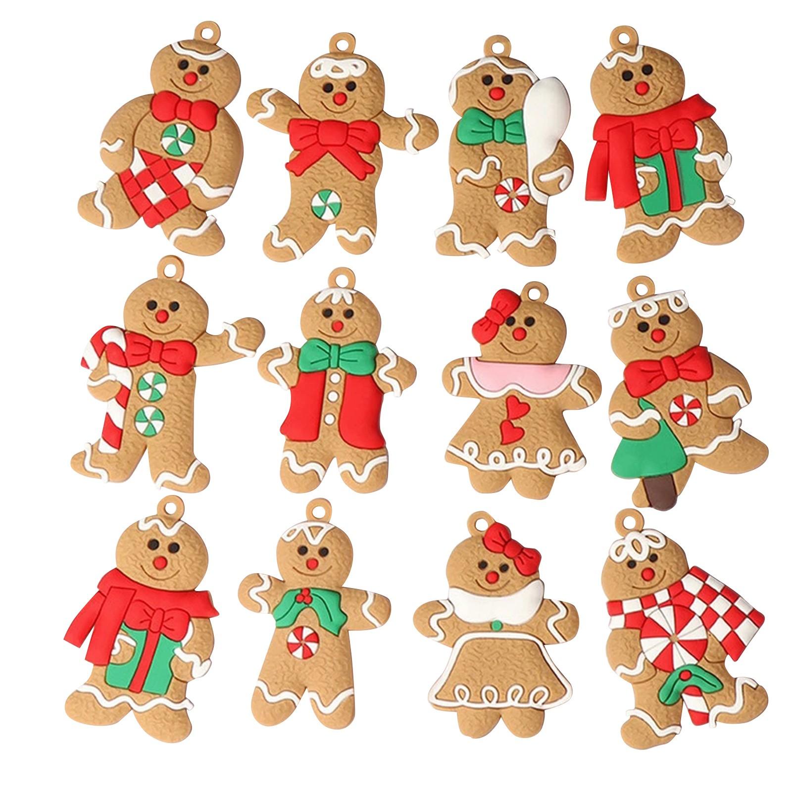 

12 шт., Пряничный человечек, рождественские елочные украшения, мягкий ПВХ, человечек, инструменты для украшения гостиной, фестиваль, украшение для дома