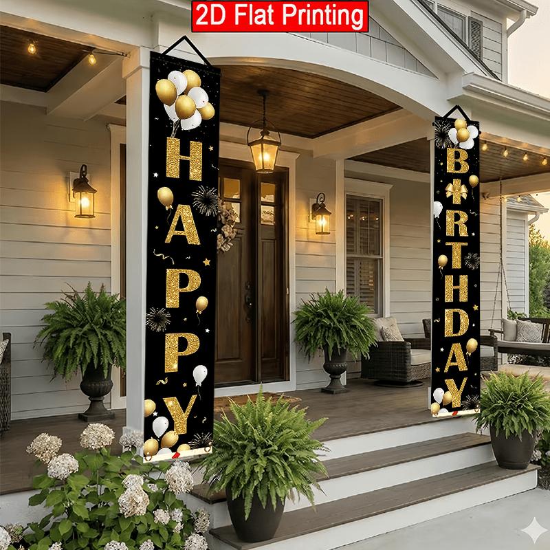 2pcs Birthday & Graduation Elegant Door Banner Golden