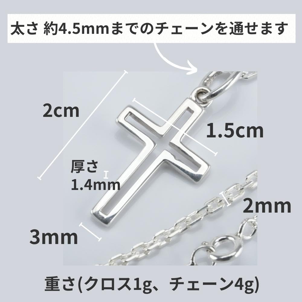 Cross Necklace Silver 925 Cross Silver Necklace Chain 3D Cross Sterling Silver Men Women [SANT BOLEN]