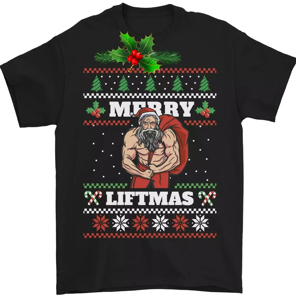 Merry Liftmas Gym Santa Claus Bodybuilding Christmas TShirt 100 Cotton ONeck Short Sleeve Casual Unisexs Tshirt Size S3XL