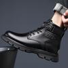 Autumn Martin boots British style high-top waterproof leather boots medium tube velvet thermal cotton shoes men's short boots snow boots