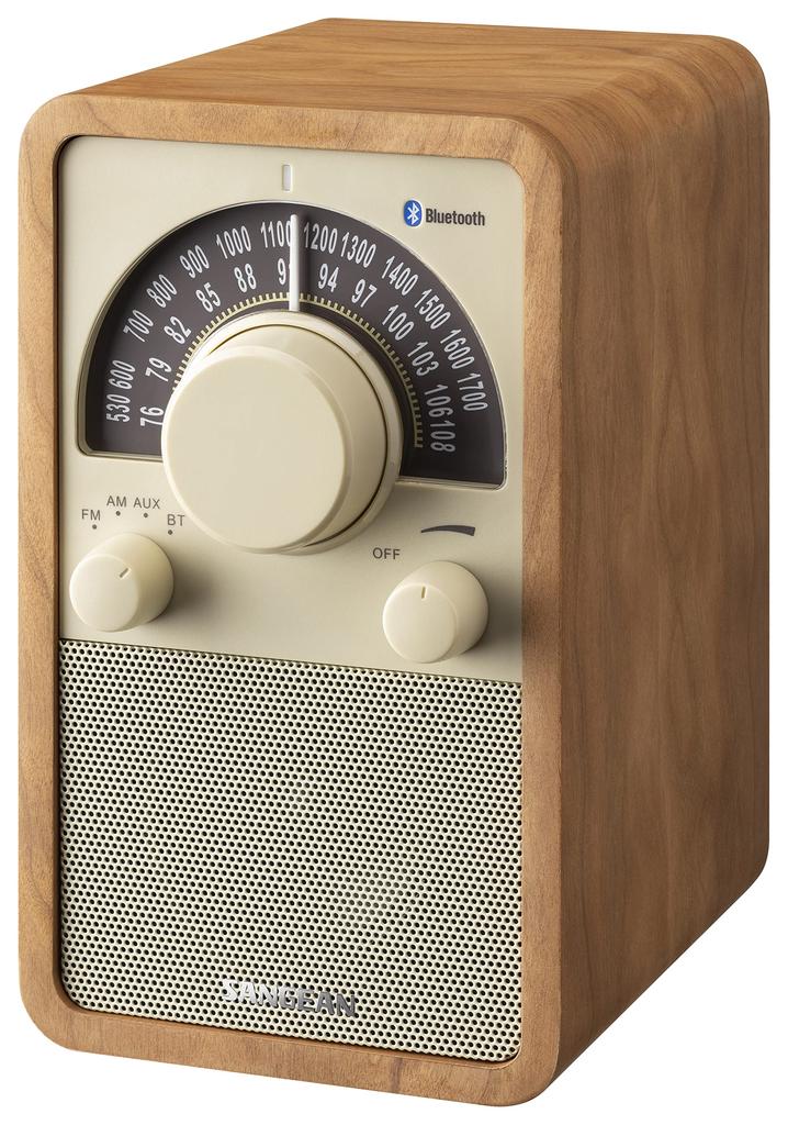 Sangean WR-304 FM/AM Radio/Bluetooth Speaker with aptX HD (Cherry) in a Wood Cabinet (Official Japanese Product)