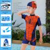 Boys' Quick-Dry One-Piece Swimsuit Set, Medium & Large, High Elasticity for Toddlers and Beginners