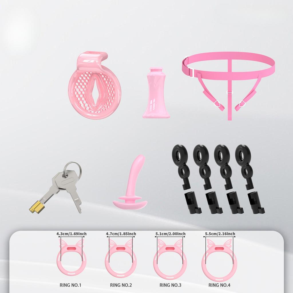 Sissy Negative Inverted Extreme Chastity Cage with 4 Size Silicone Rings Bondage Cock Exercise Urine Blockage Sex Toys for ManGood product