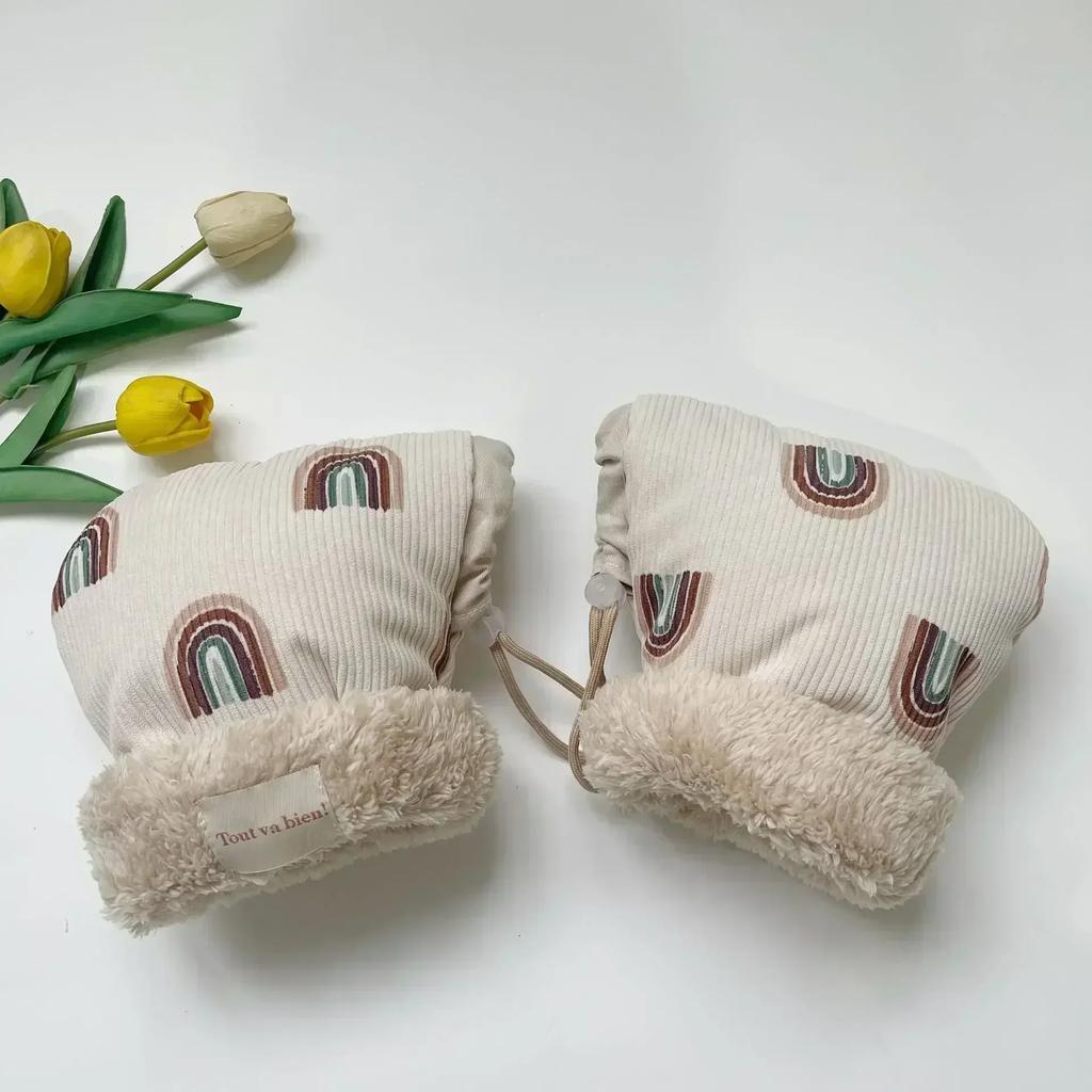 Windproof Infant Stroller Gloves Children's Outdoor Sports Mittens Cartoon Printed Hands Warmer Scooter Accessory for Winter