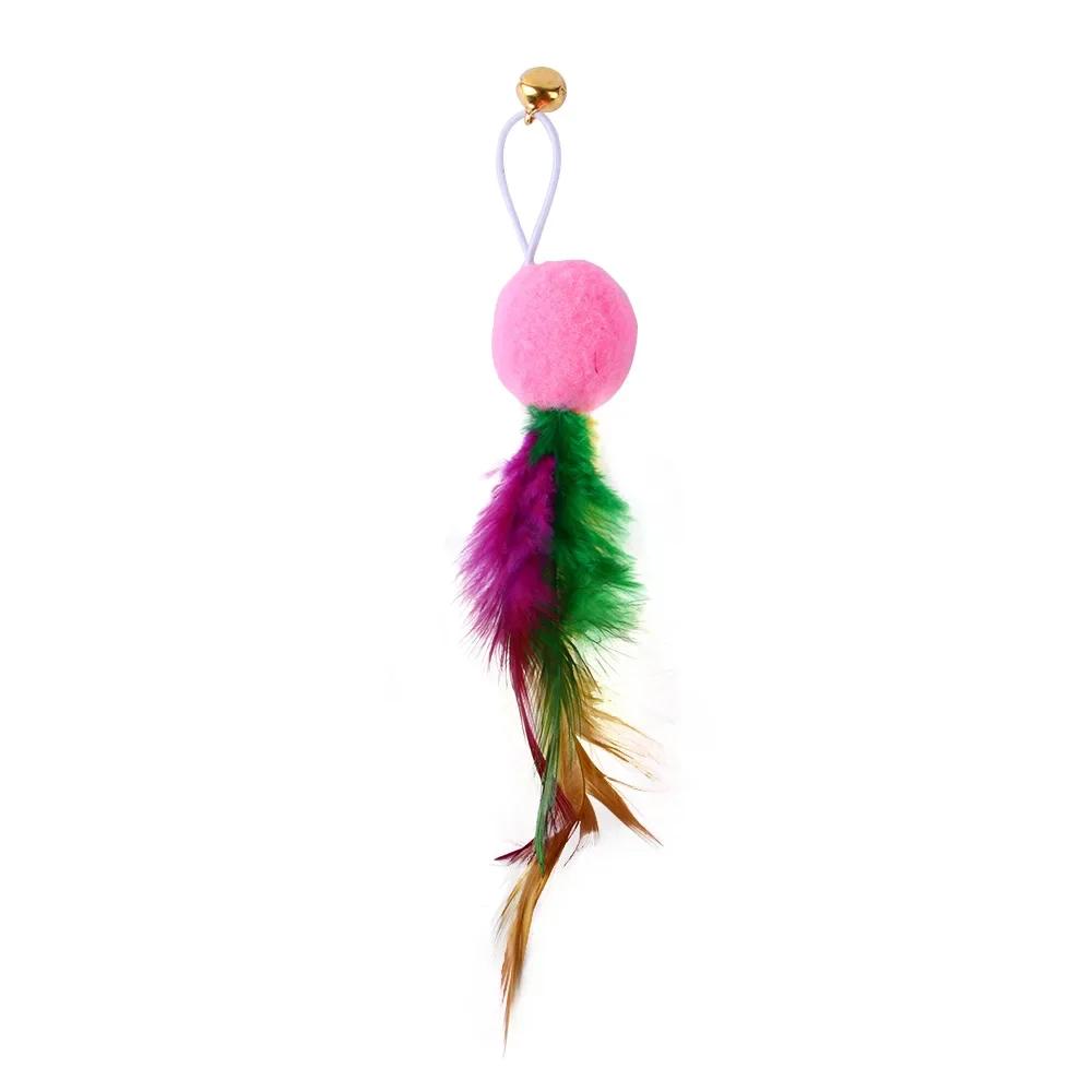 Cat Feather Toy Accessories False Birds Worm Toy with Bell Kitten Cat Toys Interactive Replacement Refill Foam Ball Training